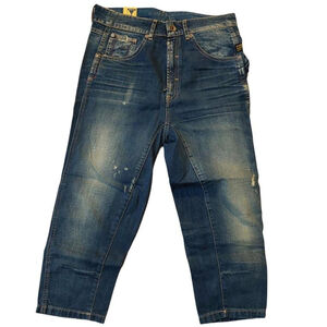G-Star Raw Sen Loose Destroyed Status Denim Medium Aged Blue Jean Shorts 26 NWT